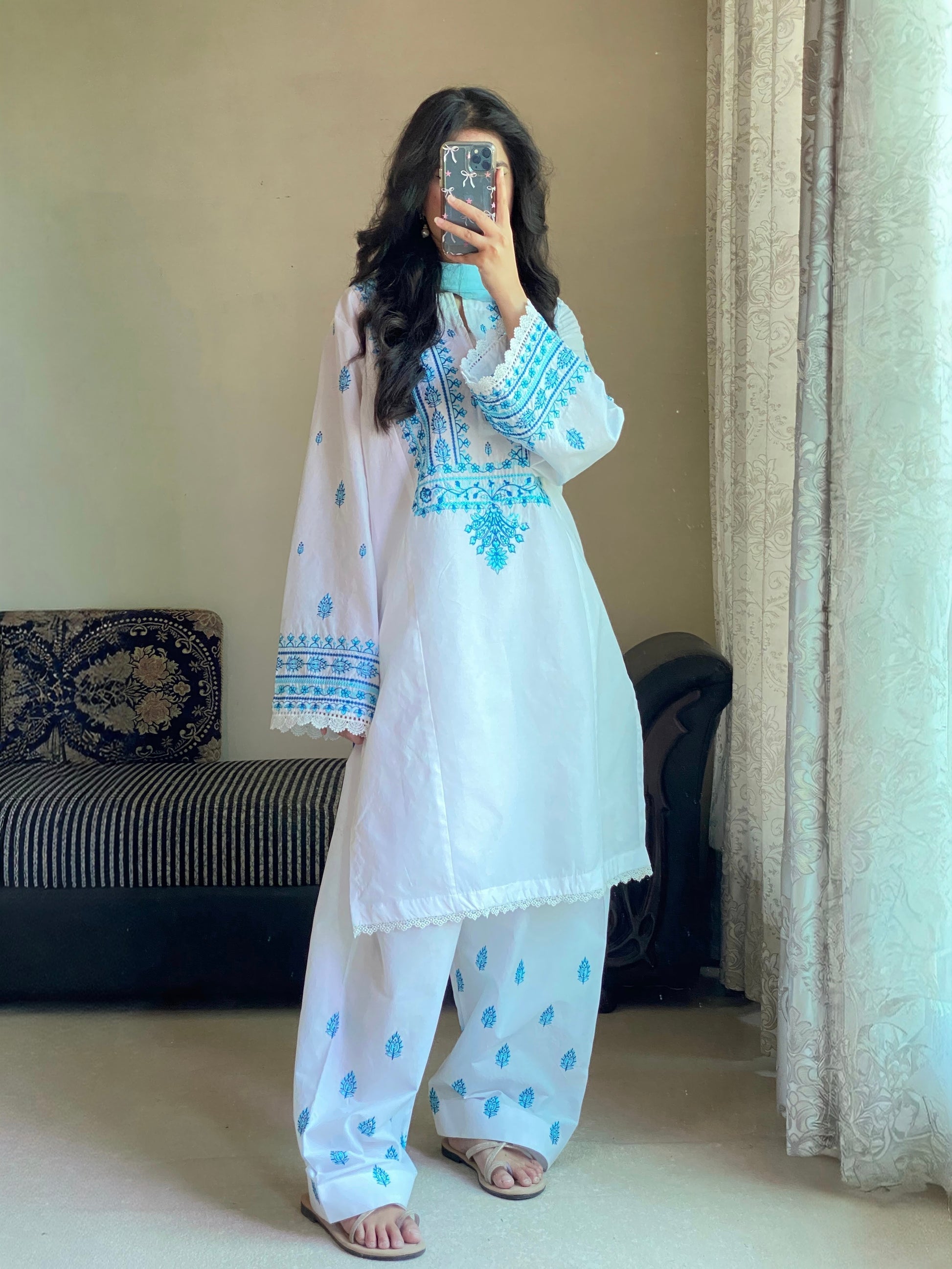 Sky Bloom 3PC (Farshi Shalwar)