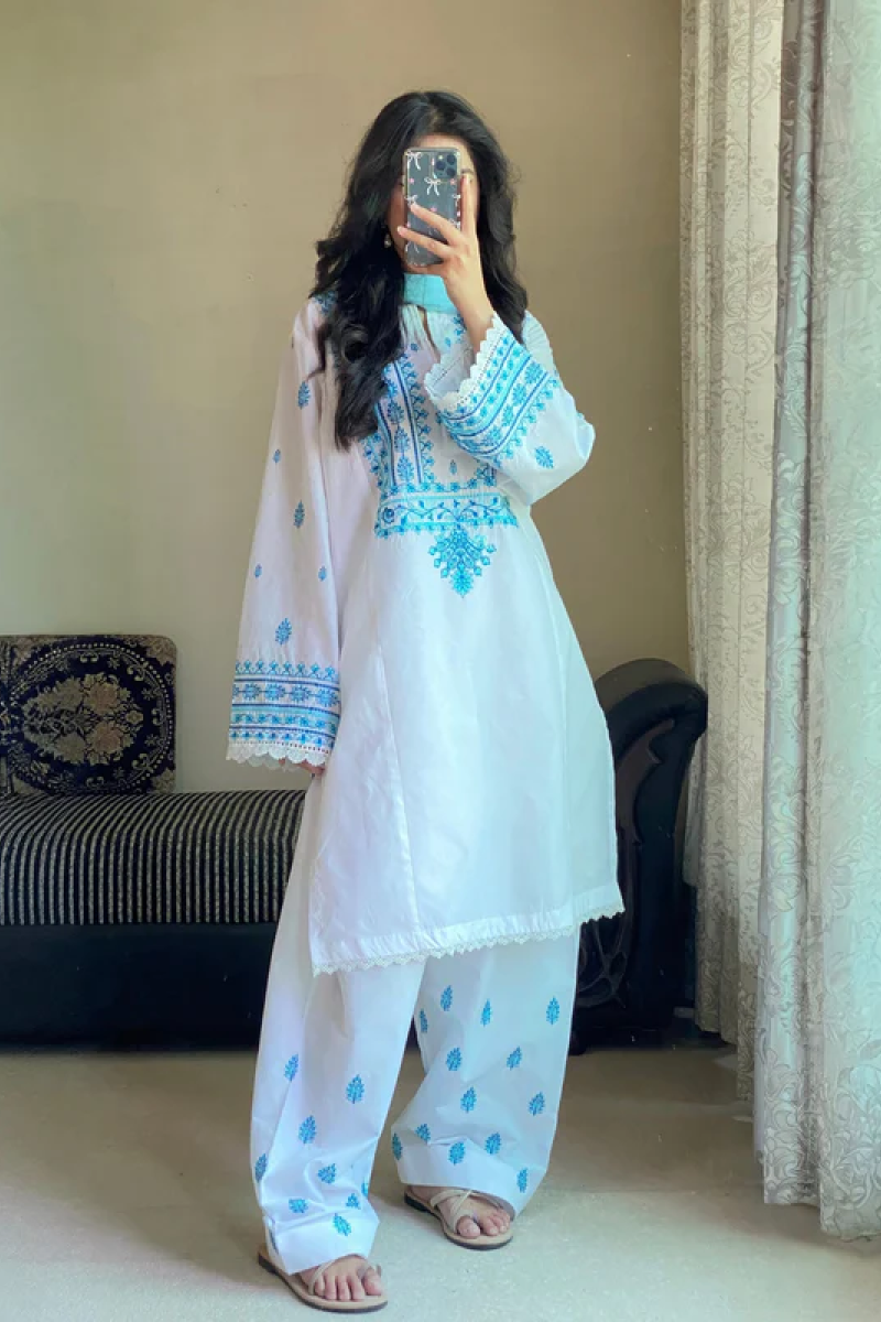 Sky Bloom 3PC (Farshi Shalwar)