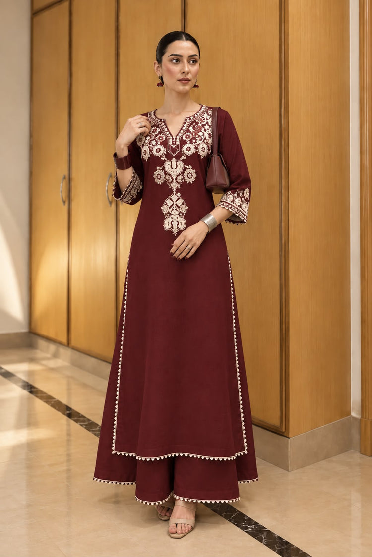 Mehru Maroon 2 Piece