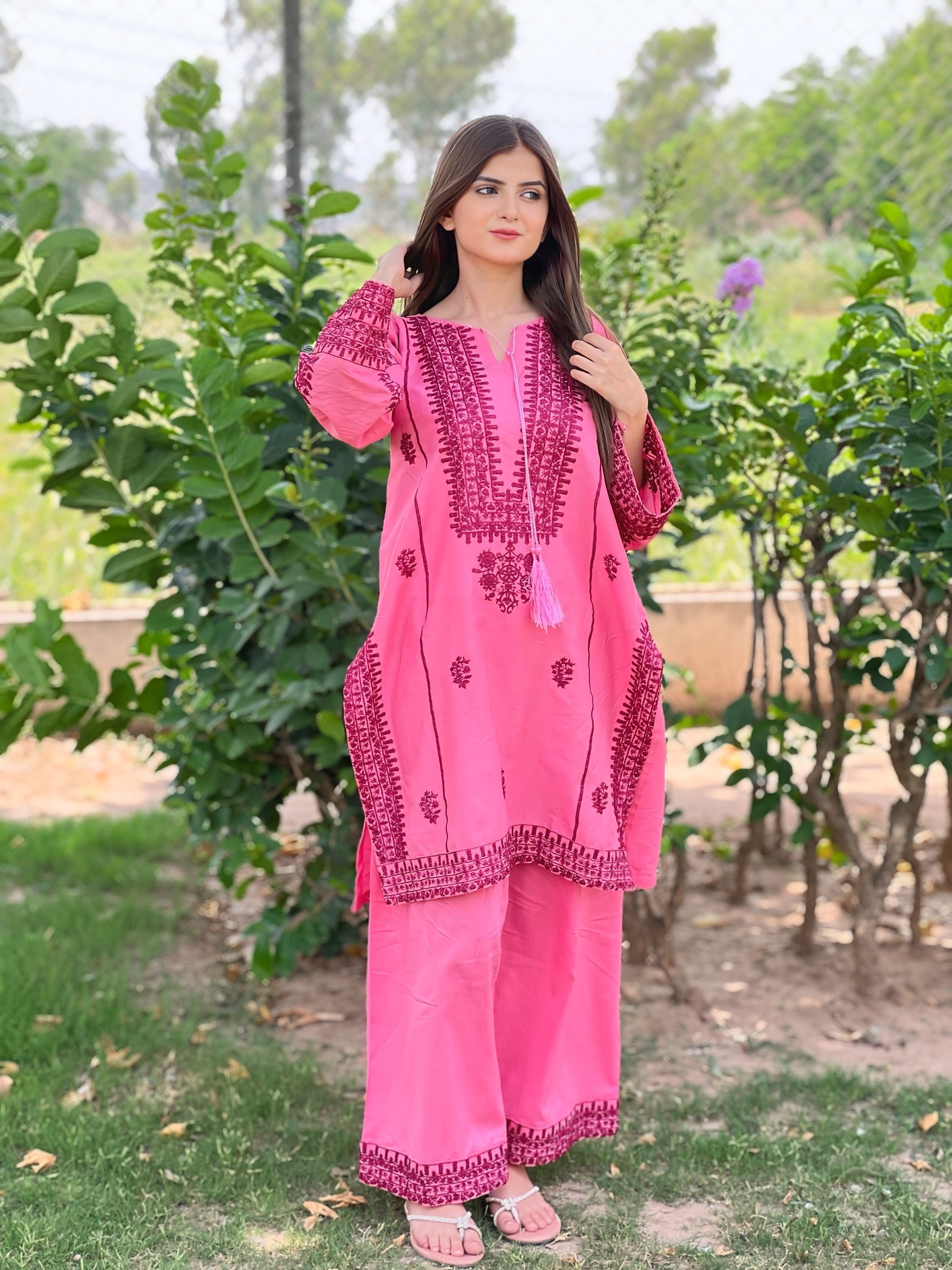 Miraal 2PC Pink (Farshi Shalwar)  - PEZ32