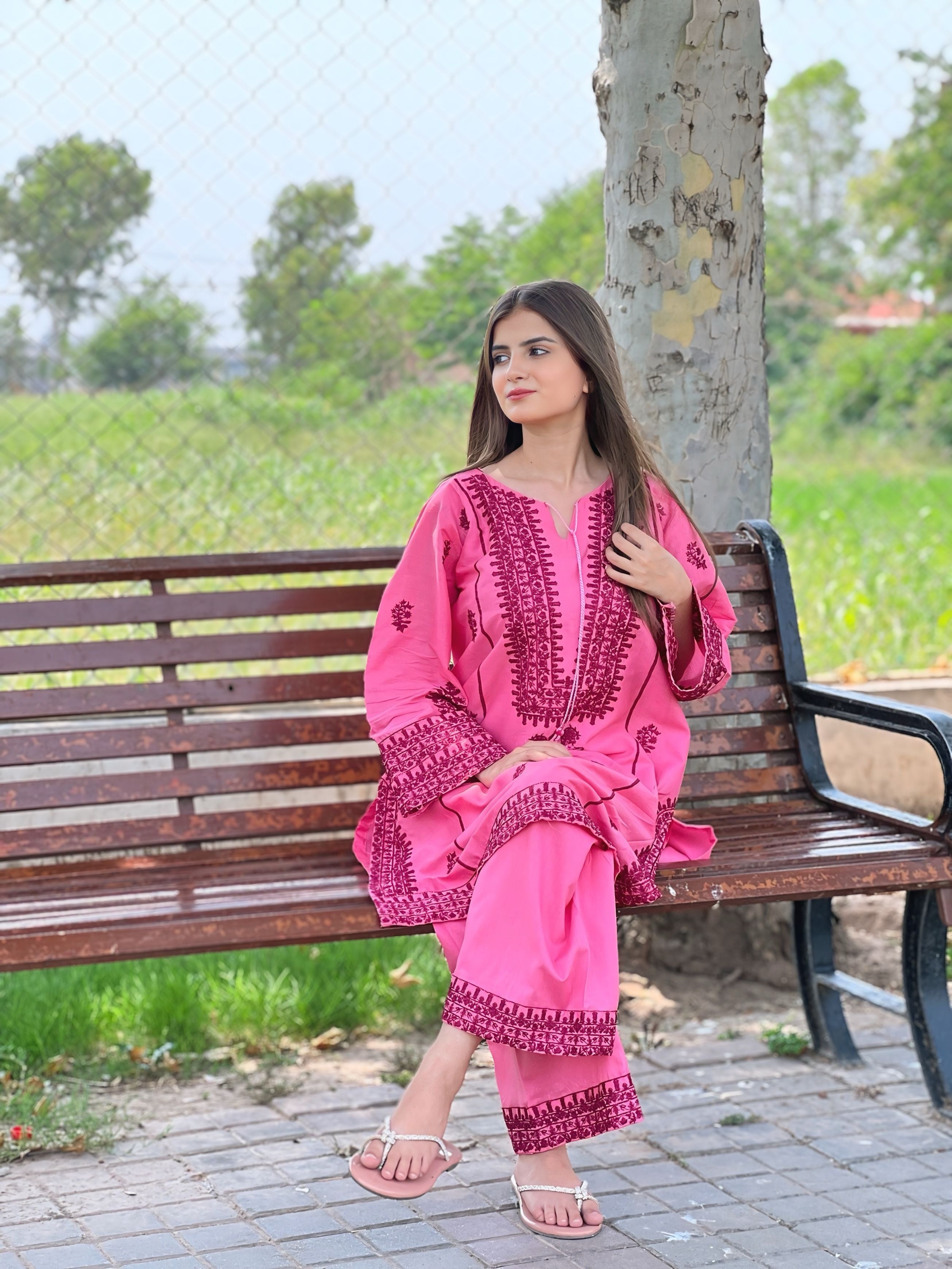 Miraal 2PC Pink (Farshi Shalwar)  - PEZ32