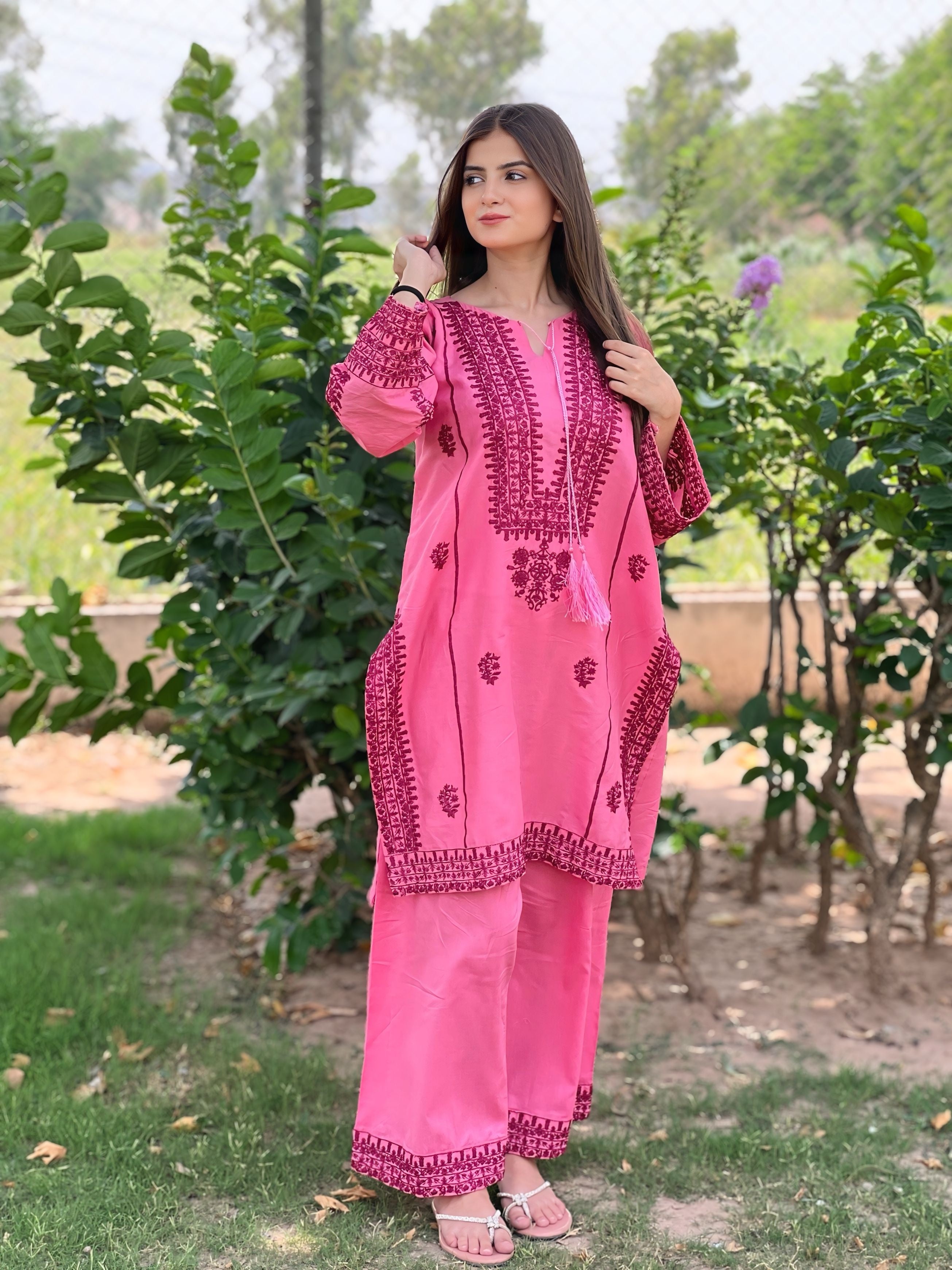 Miraal 2PC Pink (Farshi Shalwar)  - PEZ32