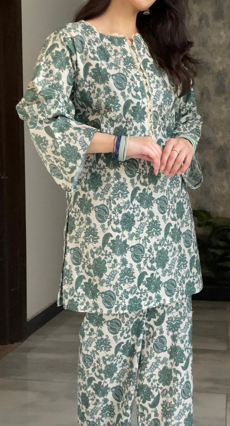 Green Printed 2 Piece (ON Sale)