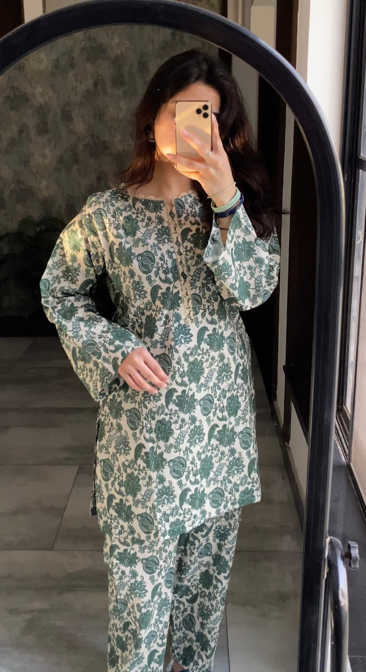 Green Printed 2 Piece (ON Sale)