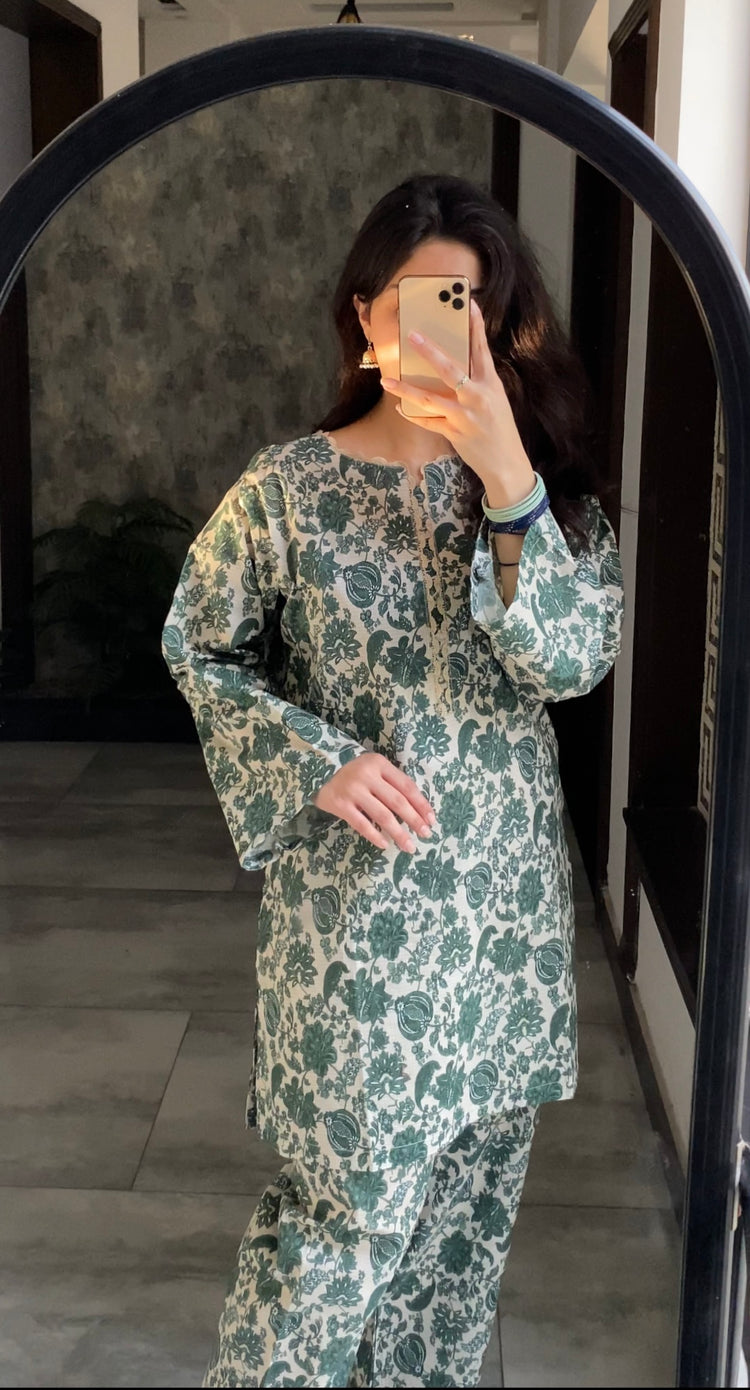 Green Printed 2 Piece (ON Sale)