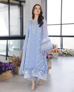 Pezwaan Abroo Sky Blue Organza 3-Piece Suit