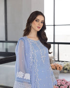 Pezwaan Abroo Sky Blue Organza 3-Piece Suit