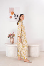 Unstitched Lawn 2Pc Printed (yellowish)