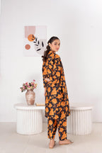 Unstitched Lawn 2Pc Printed (orange petals)